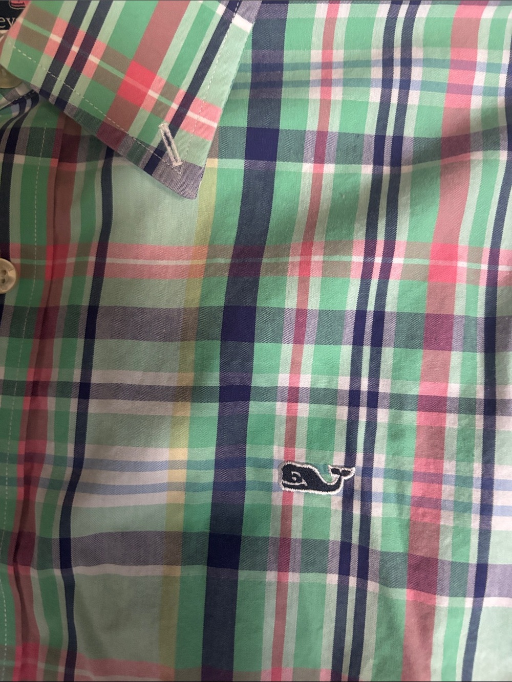 Vineyard Vines Green, Pink & Navy Plaid Button-DownWhale  Shirt
